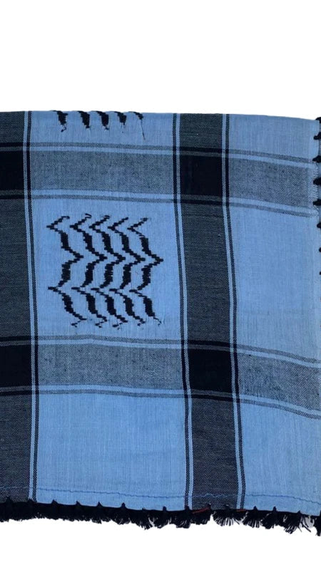 Soft Blue X Black Palestinian Keffiyeh