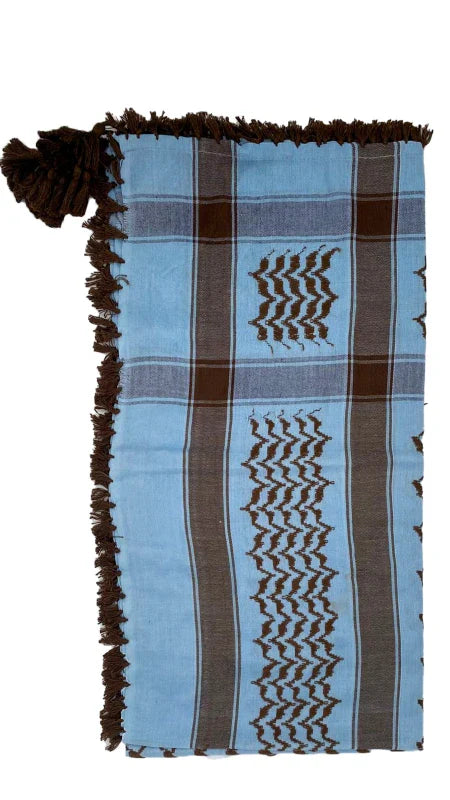 Soft Blue x Brown Palestinian Keffiyeh
