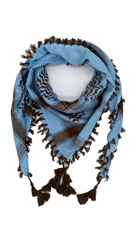 Soft Blue x Brown Palestinian Keffiyeh