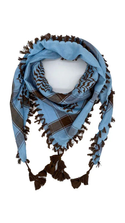 Soft Blue x Brown Palestinian Keffiyeh