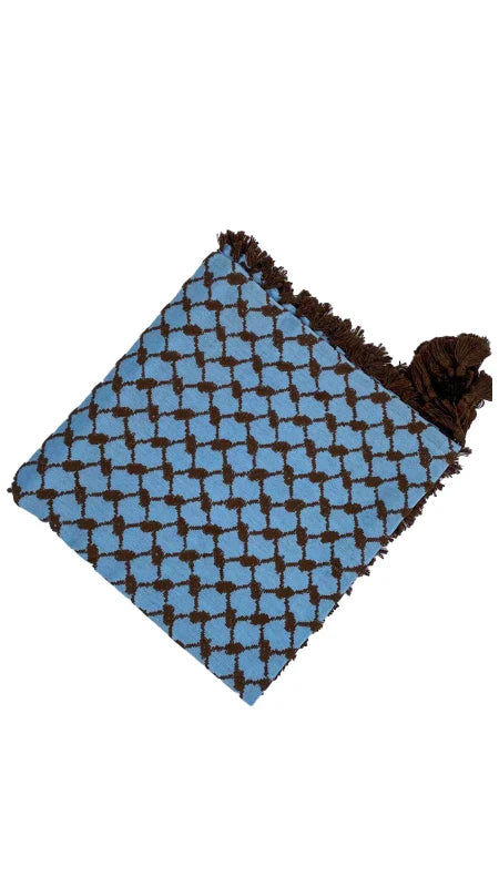 Soft Blue x Brown Palestinian Keffiyeh
