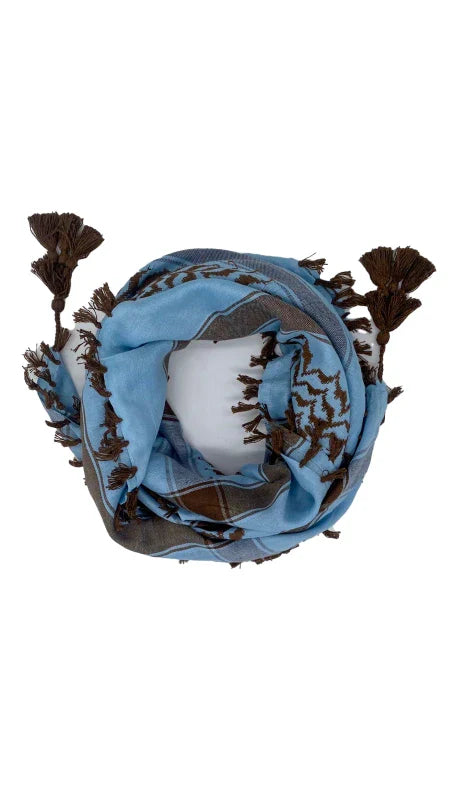 Soft Blue x Brown Palestinian Keffiyeh