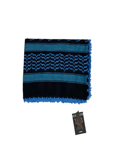 Black X Light Blue Palestinian Keffiyeh